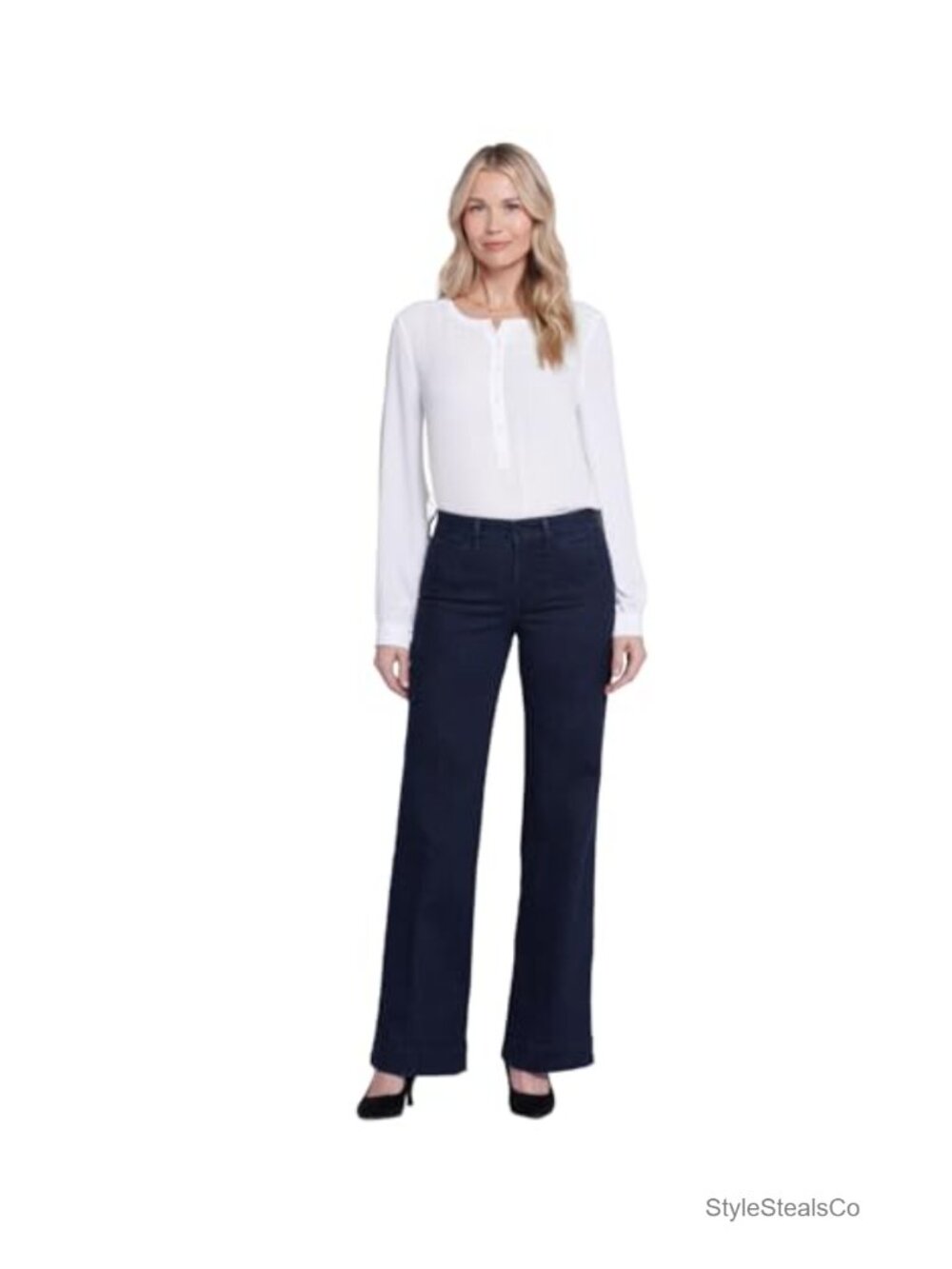 Wide Leg Trouser Jeans High Rise Stretch Denim Tummy Control